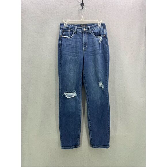 Judy Blue Womens Blue Distressed High Rise Boyfriend Fit Stretch Jeans Size 27 - Picture 1 of 6